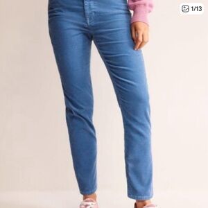 Boden Classic Blue Corduroy Trousers size 6 slim straight
